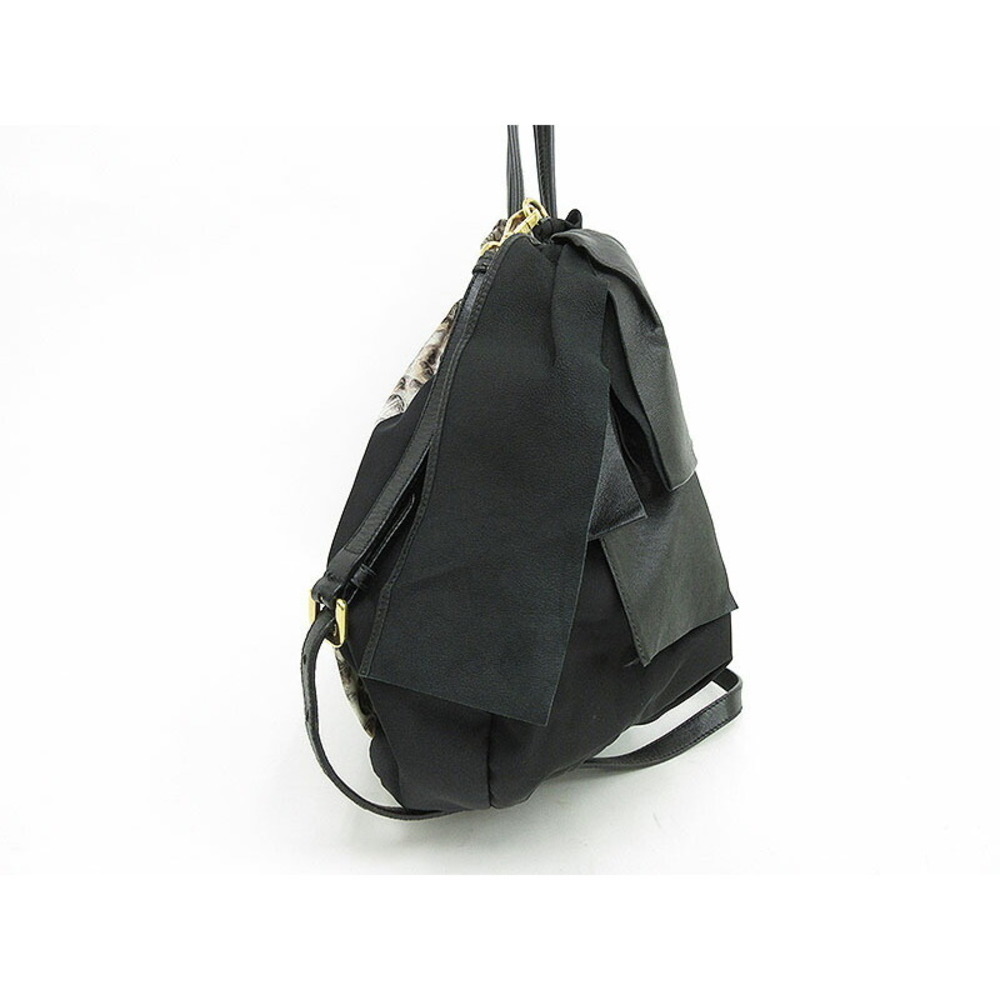 Prada Black Print Shoulder Bag Python Nylon - image 1